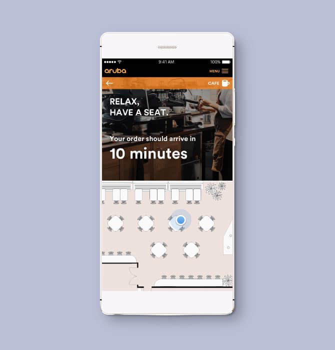 Aruba application running on a phone